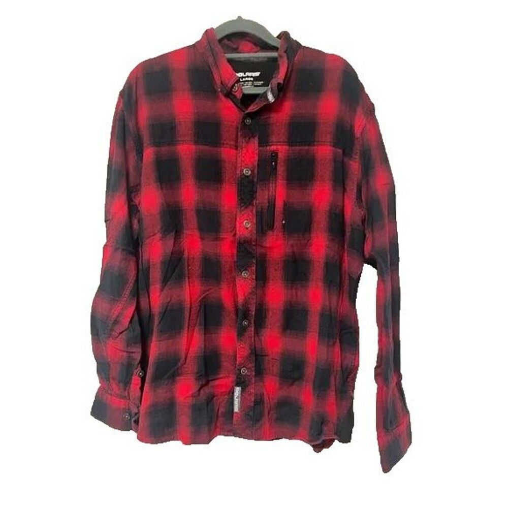 Polaris Men’s Flannel Buffalo Red/Black Plaid 100% Cotton Large